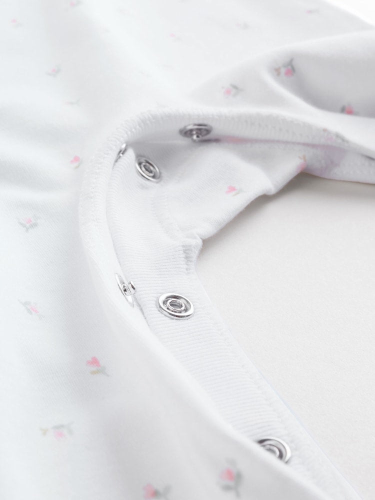 White/Pink Collar Baby Sleepsuits 3 Pack (0-2yrs)