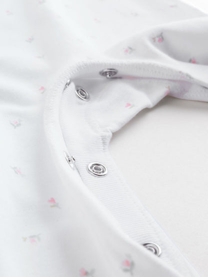 White/Pink Collar Baby Sleepsuits 3 Pack (0-2yrs)