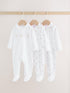 White/Pink Collar Baby Sleepsuits 3 Pack (0-2yrs)