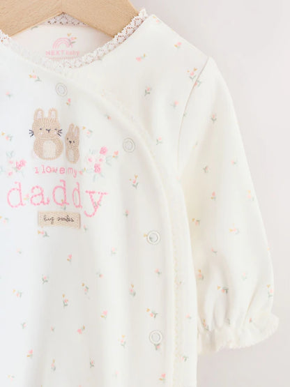 Ecru White Daddy Family Baby Sleepsuit (0-2yrs)