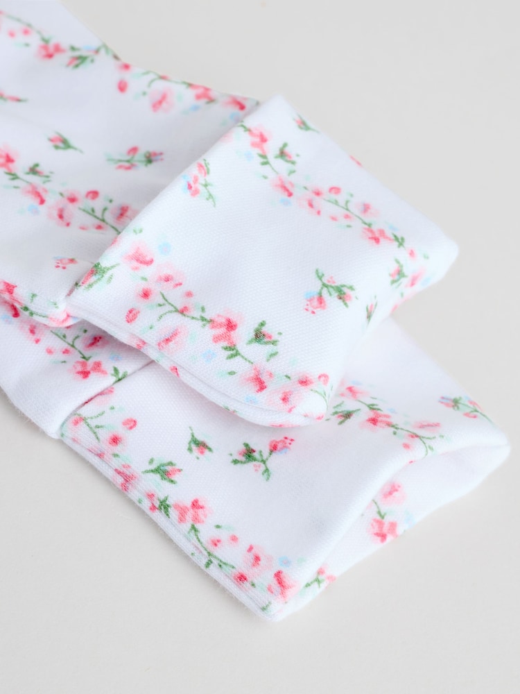 White/Pink 4 Pack Baby Sleepsuit (0-2yrs)