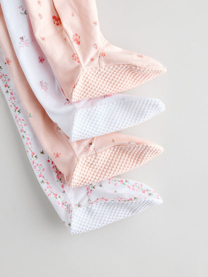 White/Pink 4 Pack Baby Sleepsuit (0-2yrs)