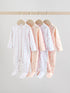 White/Pink 4 Pack Baby Sleepsuit (0-2yrs)