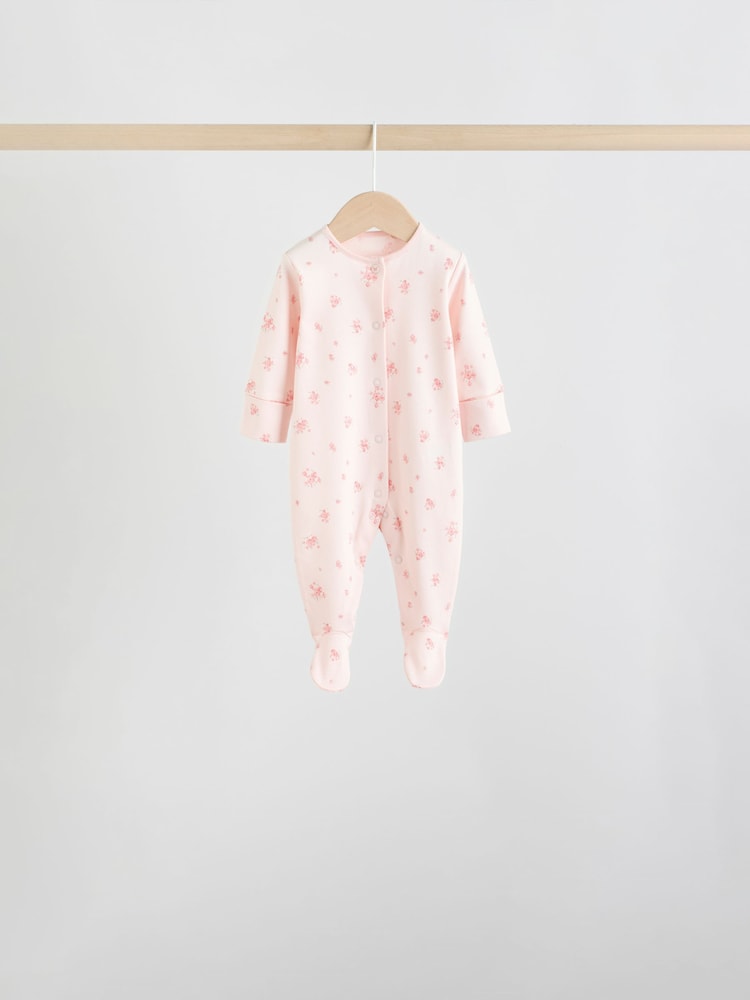 White/Pink 7 Pack Baby Sleepsuit (0-2yrs)