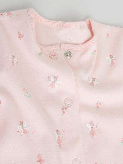 White/Pink 7 Pack Baby Sleepsuit (0-2yrs)