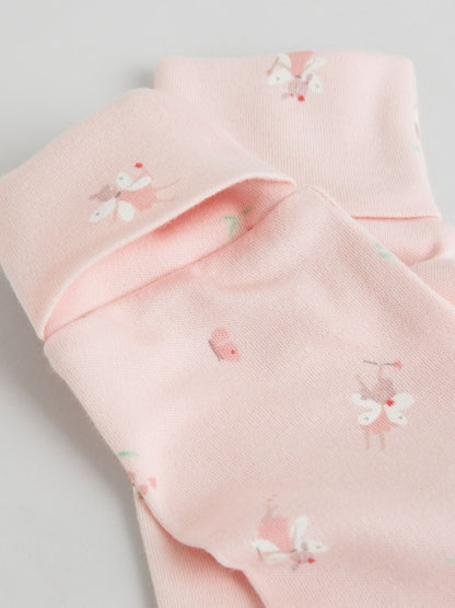 White/Pink 7 Pack Baby Sleepsuit (0-2yrs)