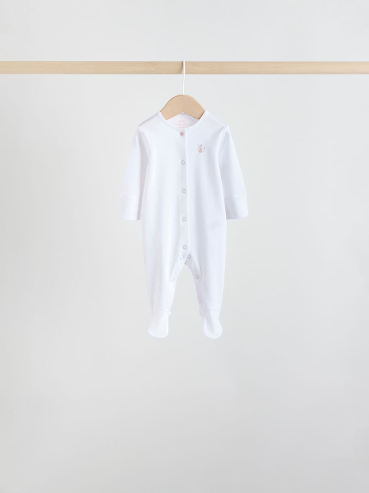 White/Pink 7 Pack Baby Sleepsuit (0-2yrs)