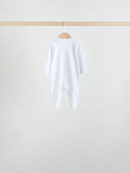 White/Pink 7 Pack Baby Sleepsuit (0-2yrs)