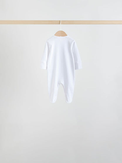 White/Pink 7 Pack Baby Sleepsuit (0-2yrs)
