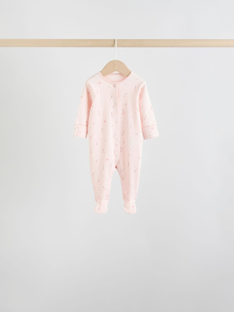 White/Pink 7 Pack Baby Sleepsuit (0-2yrs)