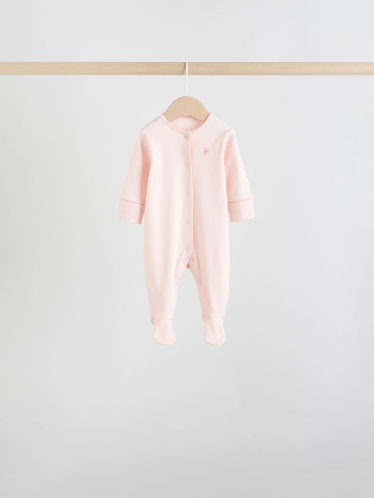 White/Pink 7 Pack Baby Sleepsuit (0-2yrs)