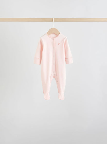 White/Pink 7 Pack Baby Sleepsuit (0-2yrs)
