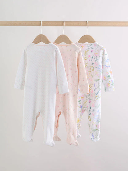 Pink Baby Bunny Sleepsuits 3 Pack (0-2yrs)