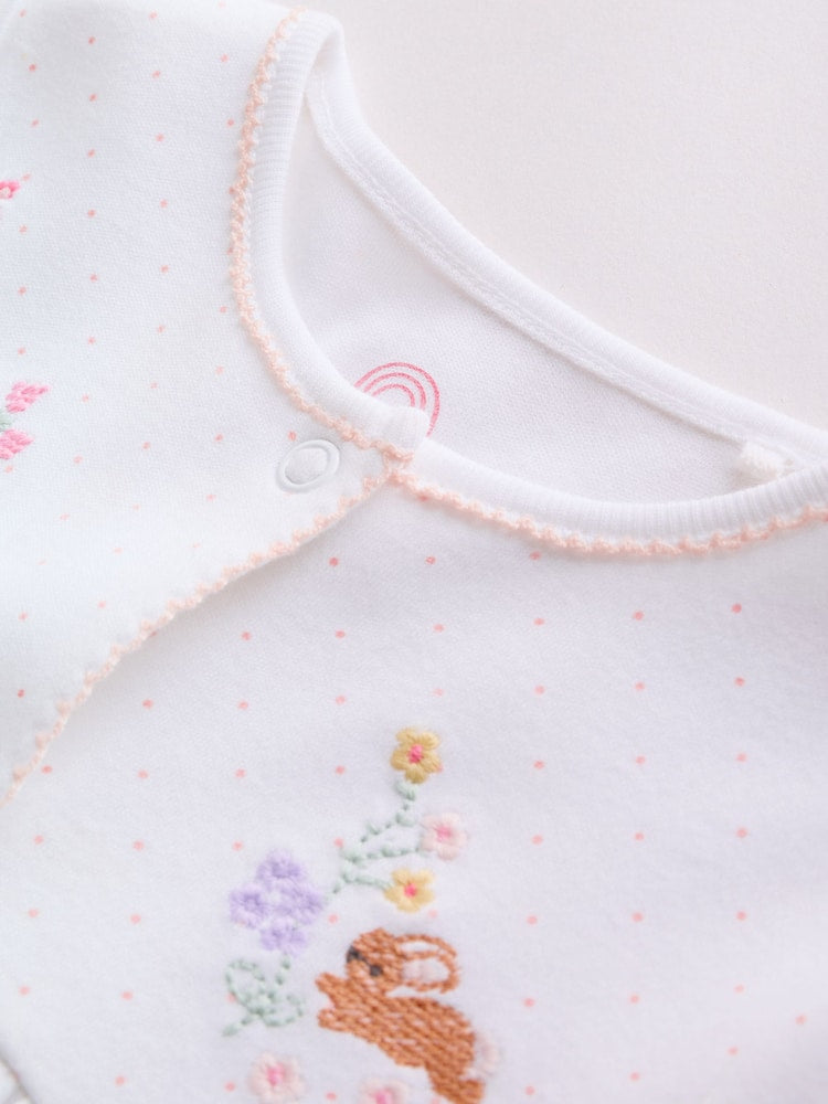 Pink Baby Bunny Sleepsuits 3 Pack (0-2yrs)