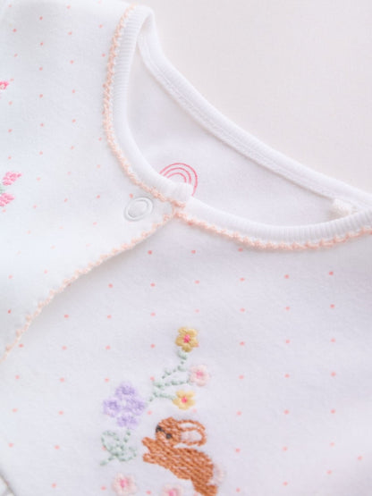 Pink Baby Bunny Sleepsuits 3 Pack (0-2yrs)