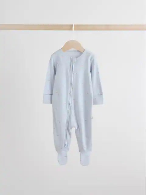 Multi Pastel Character 5 Pack Two Way Zip Baby Sleepsuits (0-2yrs)