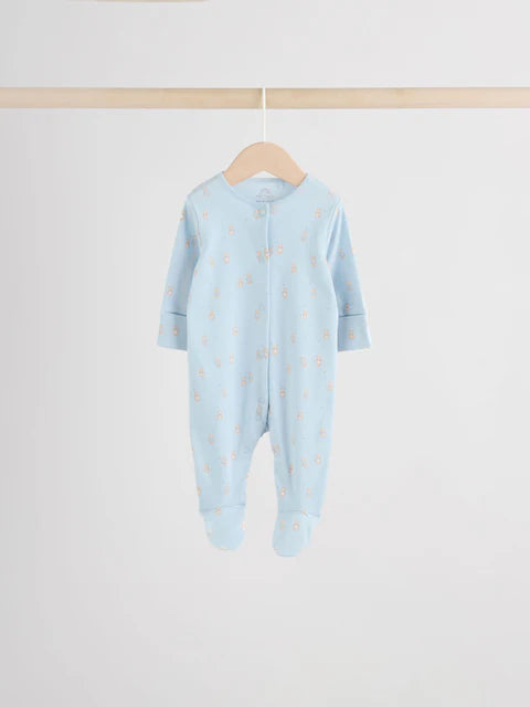 Blue 7 Pack Baby Bear Sleepsuit (0-2yrs)