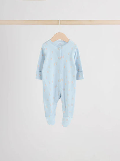 Blue 7 Pack Baby Bear Sleepsuit (0-2yrs)