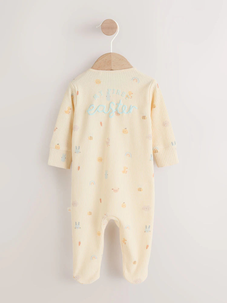 Neutral My First Easter Two Way Zip Baby Sleepsuit (0-18mths)
