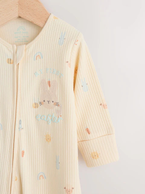 Neutral My First Easter Two Way Zip Baby Sleepsuit (0-18mths)