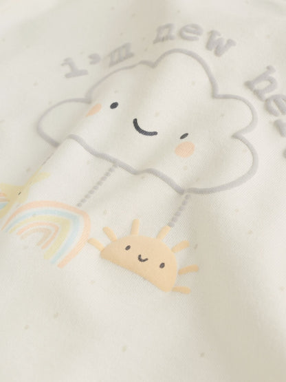Neutral Im New Here Sleepsuit And Hat Set (0-9mths)