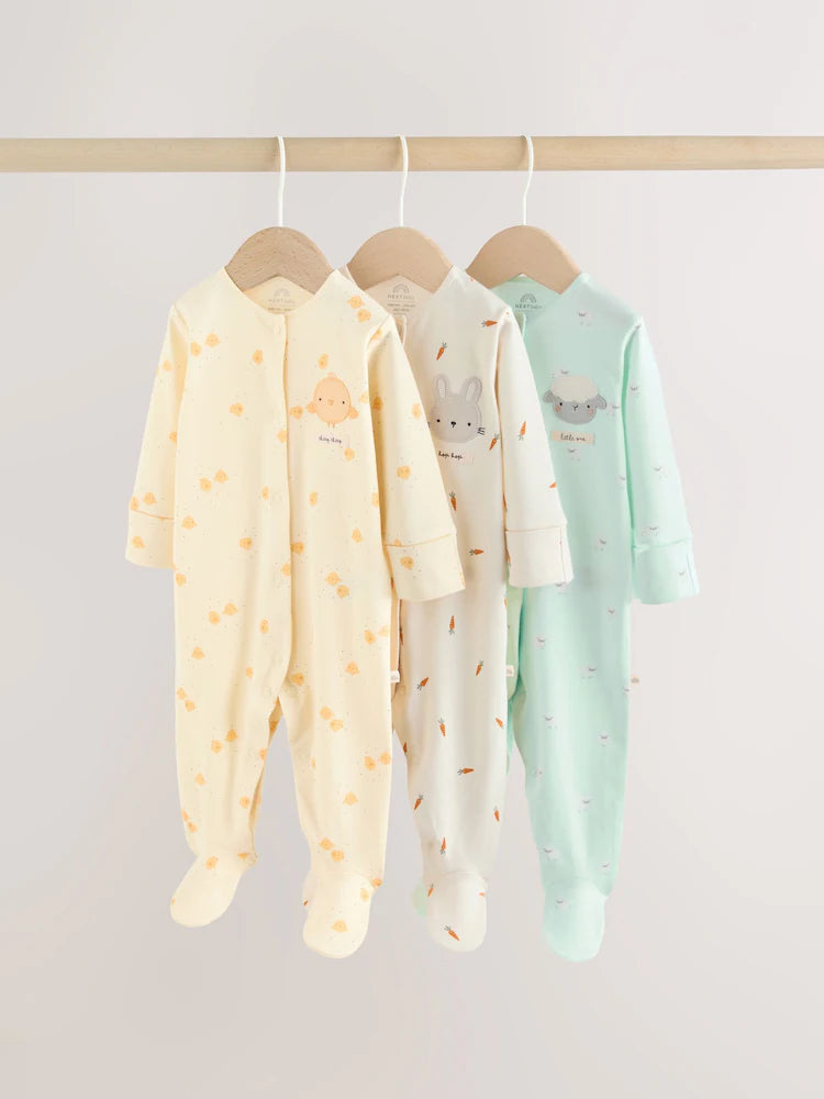 Yellow Spring Character 3 Pack Baby Sleepsuits (0mths-2yrs)