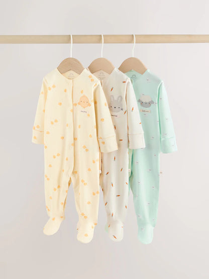 Yellow Spring Character 3 Pack Baby Sleepsuits (0mths-2yrs)