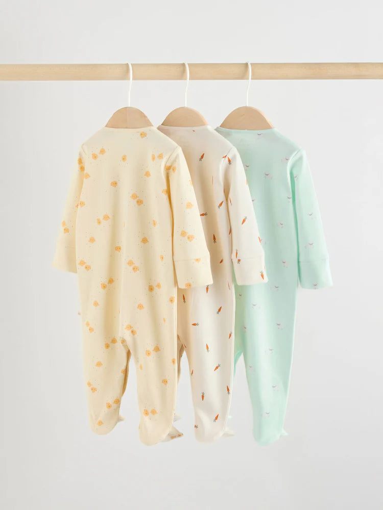 Yellow Spring Character 3 Pack Baby Sleepsuits (0mths-2yrs)