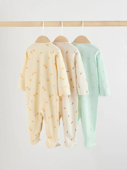 Yellow Spring Character 3 Pack Baby Sleepsuits (0mths-2yrs)
