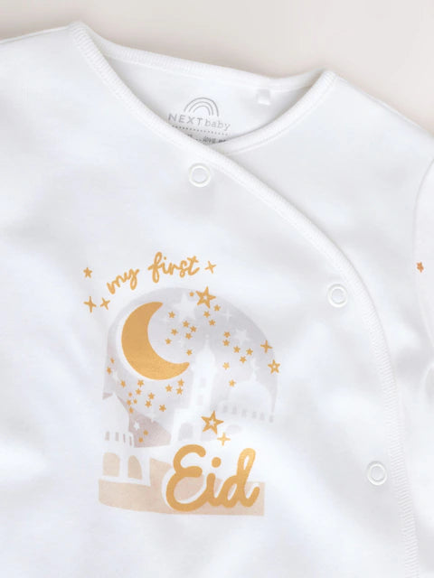 White My First EID Baby Sleepsuit (0mths-2yrs)