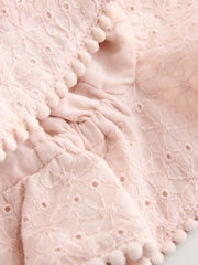 Pink and White Broderie 2pk Baby Bucket Hat - Size 50cm (First Size)