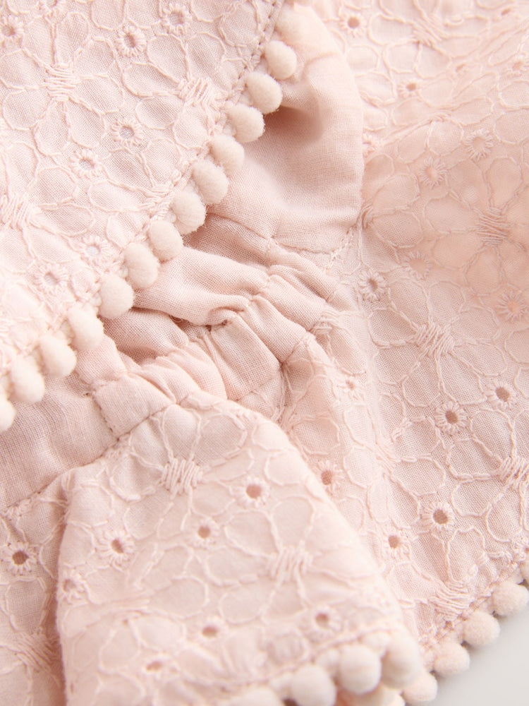 Pink and White Broderie 2pk Baby Bucket Hat - Size 50cm (First Size)