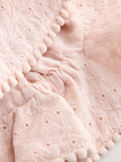 Pink and White Broderie 2pk Baby Bucket Hat - Size 50cm (First Size)