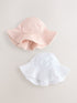 Pink and White Broderie 2pk Baby Bucket Hat - Size 50cm (First Size)