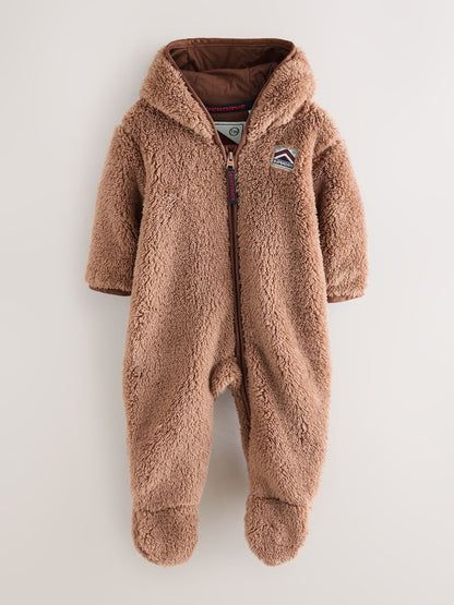 Superdry Brown Teddy Fleece Pramsuit - Size Up to 3 Months (62cm) - Brown
