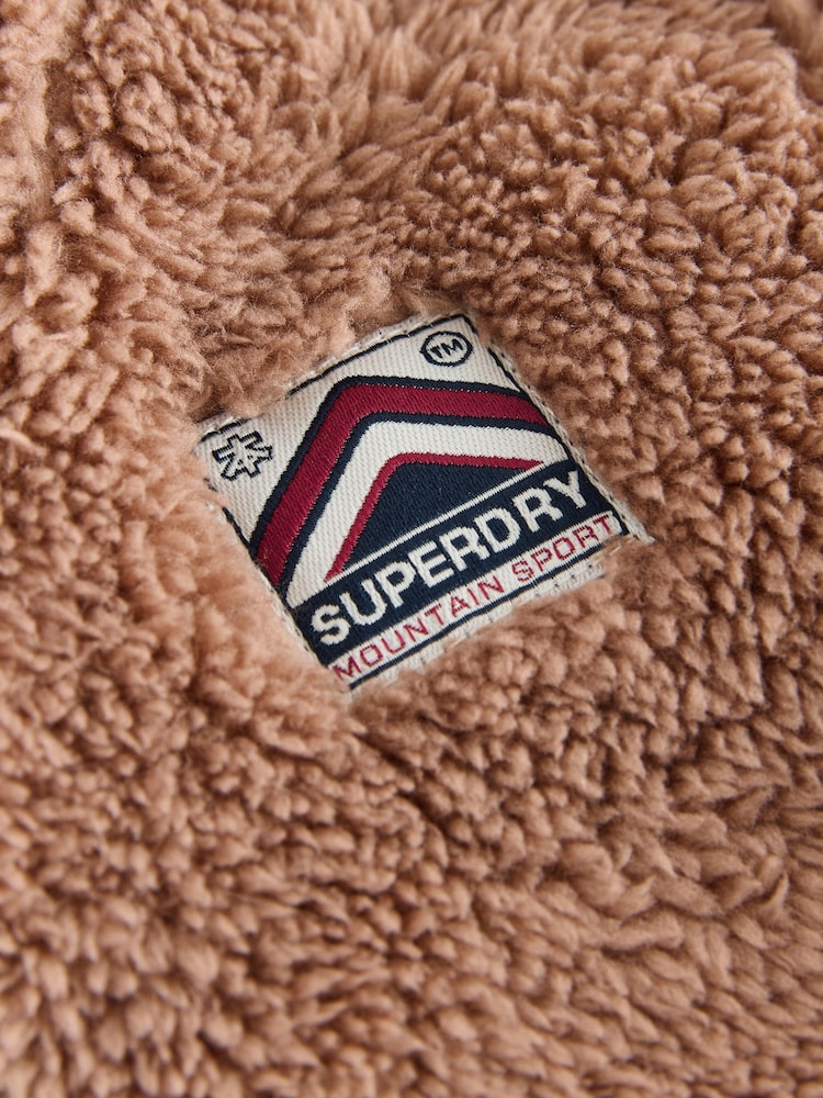 Superdry Brown Teddy Fleece Pramsuit - Size Up to 3 Months (62cm)