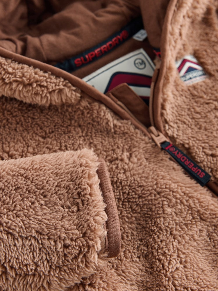 Superdry Brown Teddy Fleece Pramsuit - Size Up to 3 Months (62cm)