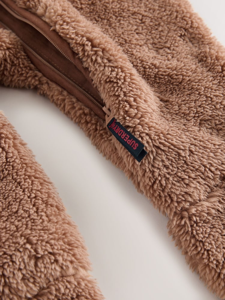 Superdry Brown Teddy Fleece Pramsuit - Size Up to 3 Months (62cm)