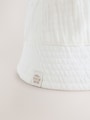 White Crinkle Baby Bucket Hat - Size 50cm (First Size)