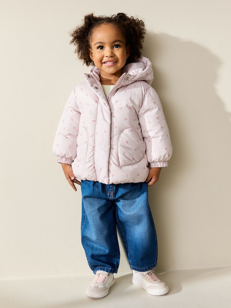 Light Pink Cherry Shower Resistant Printed Coat (3mths-7yrs) - Size 3-6 Months (62-68cm)