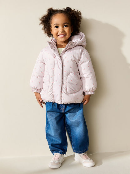 Light Pink Cherry Shower Resistant Printed Coat (3mths-7yrs) - Size 3-6 Months (62-68cm)