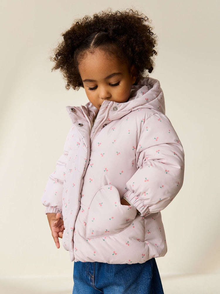 Light Pink Cherry Shower Resistant Printed Coat (3mths-7yrs) - Size 3-6 Months (62-68cm)
