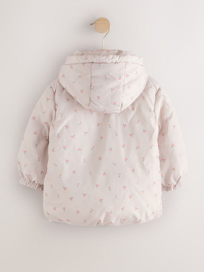Light Pink Cherry Shower Resistant Printed Coat (3mths-7yrs) - Size 3-6 Months (62-68cm)