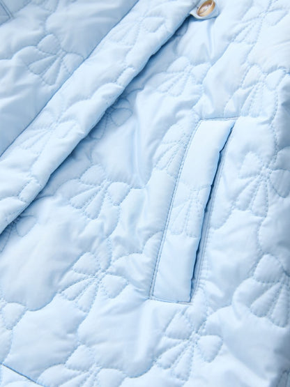 Blue Shower Resistant Bow Quilted Coat (3mths-7yrs) - Size 3-6 Months (62-68cm)