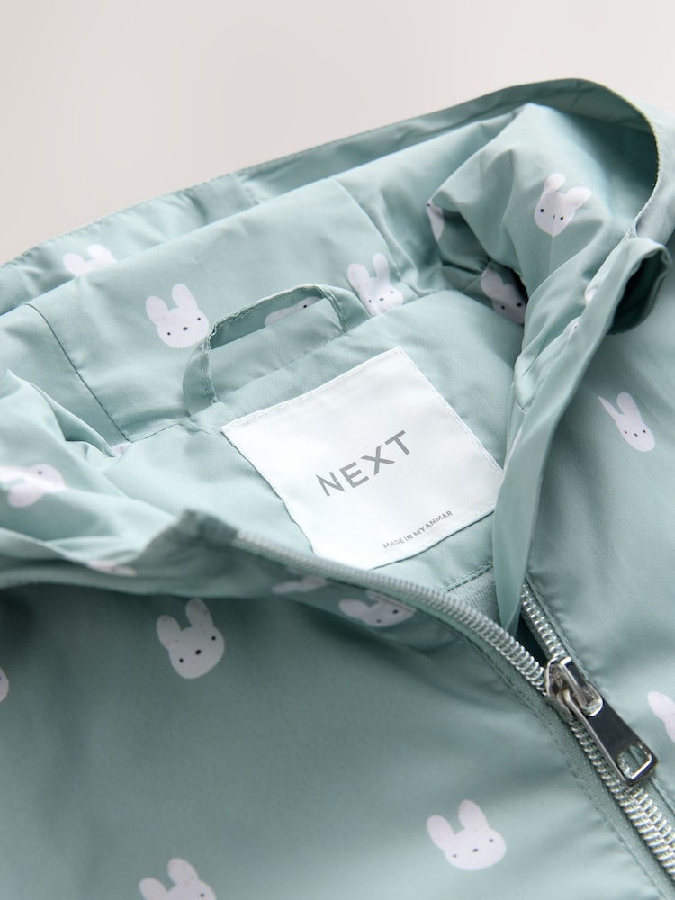 Sage Bunny Printed Shower Resistant Frill Hem Raincoat (3mths-7yrs) - Size 6-9 Months (68-74cm)