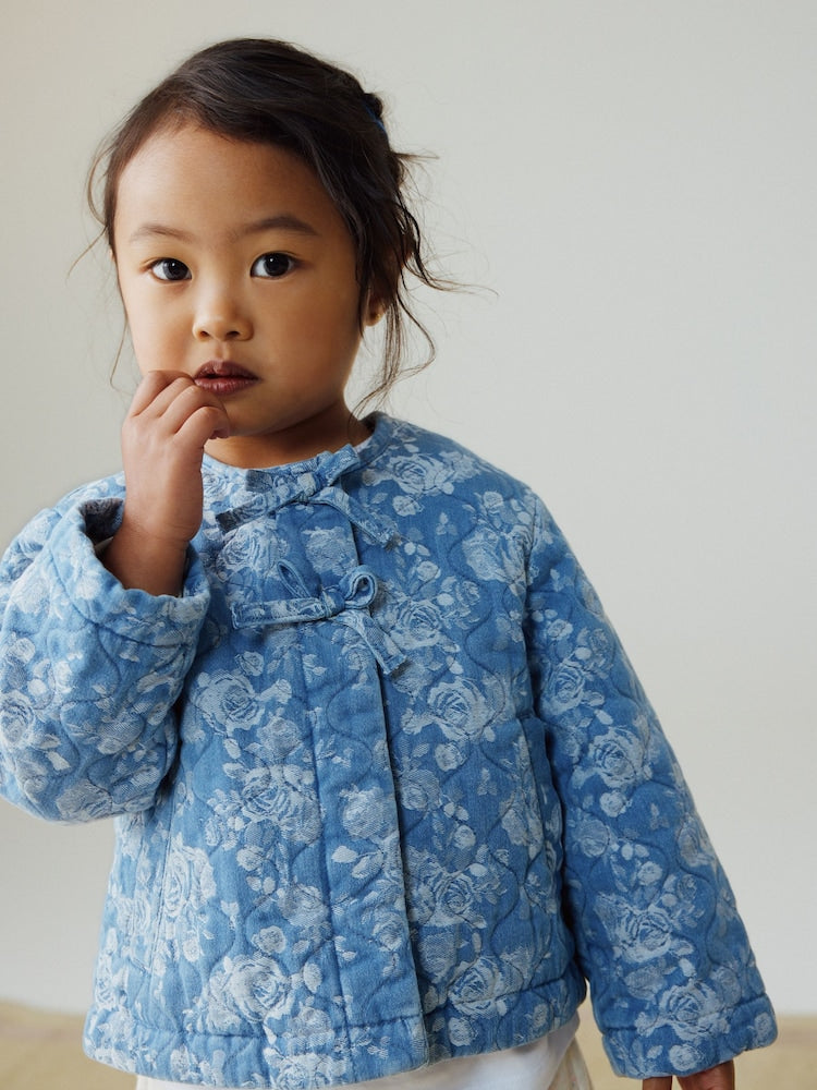 Blue Denim Jacquard Quilted Jacket (3mths-7yrs) - Blue Denim Jacquard Quilted / 12-18 Months (80-86cm)