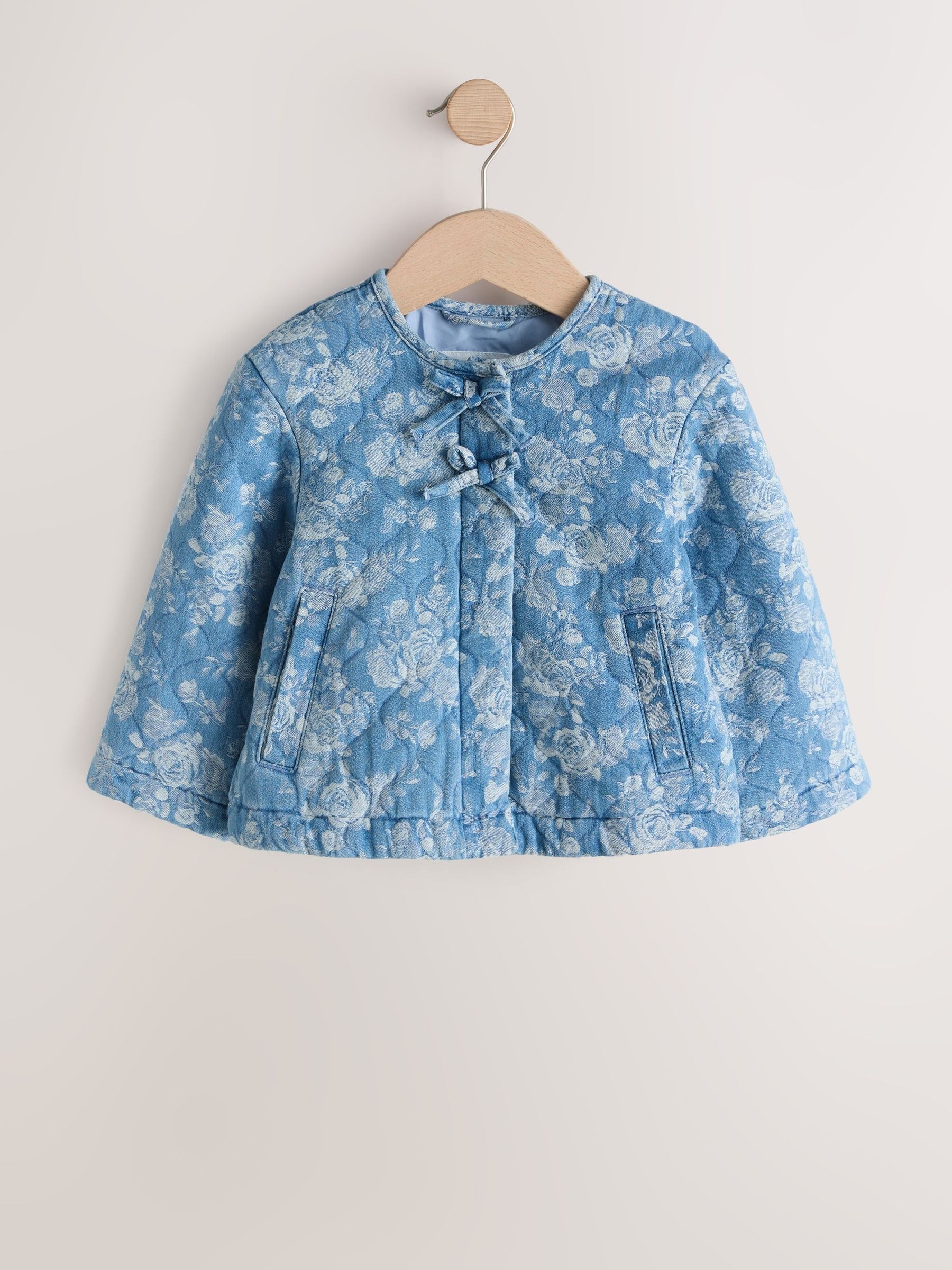 Blue Denim Jacquard Quilted Jacket (3mths-7yrs) - Size 3-6 Months (62-68cm)