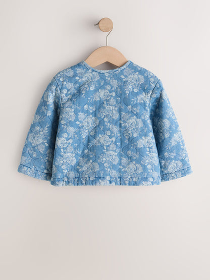 Blue Denim Jacquard Quilted Jacket (3mths-7yrs) - Size 3-6 Months (62-68cm)