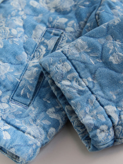 Blue Denim Jacquard Quilted Jacket (3mths-7yrs) - Size 3-6 Months (62-68cm)