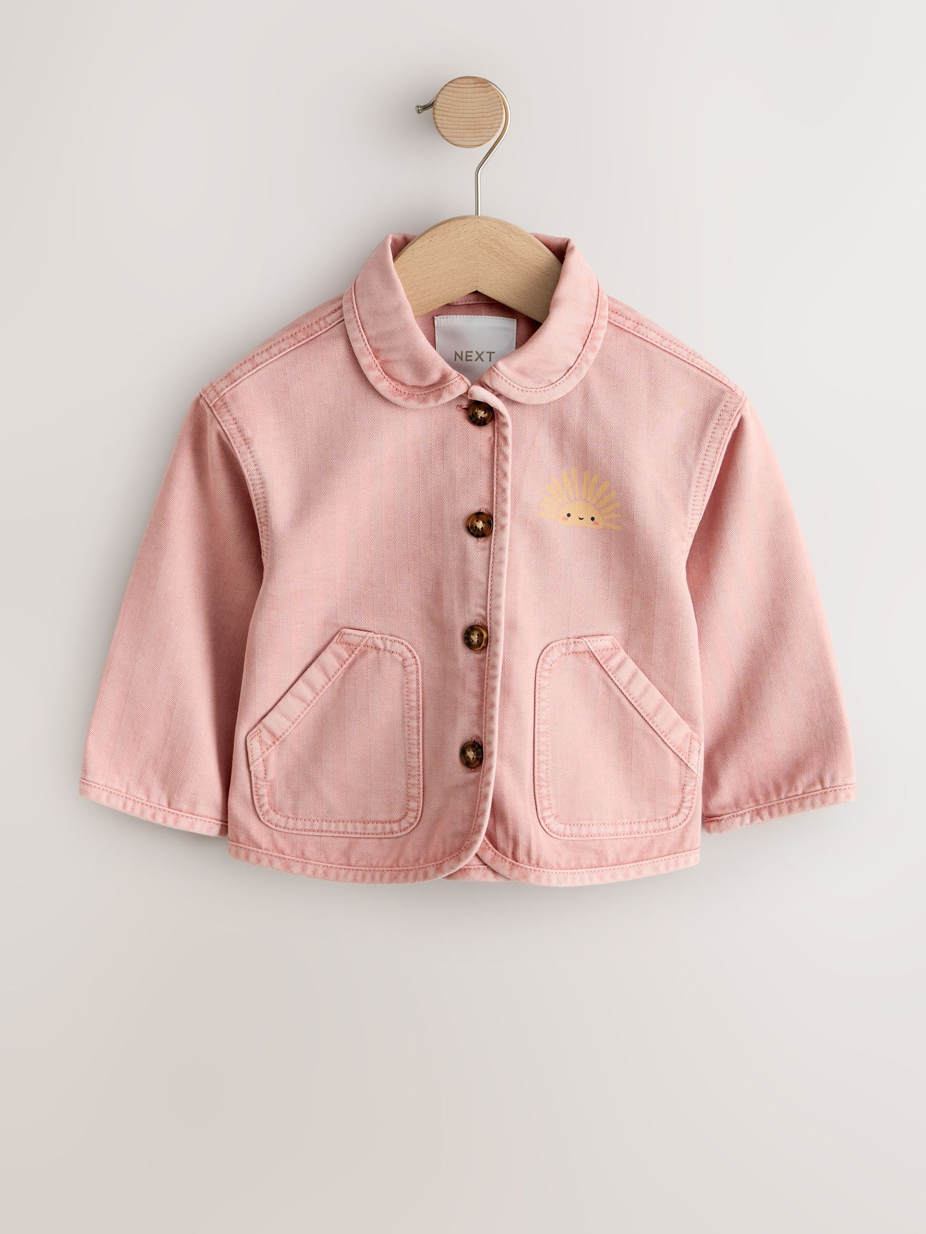 Pink Sun Back Print Denim Jacket (3mths-7yrs) - Size 3-6 Months (62-68cm)